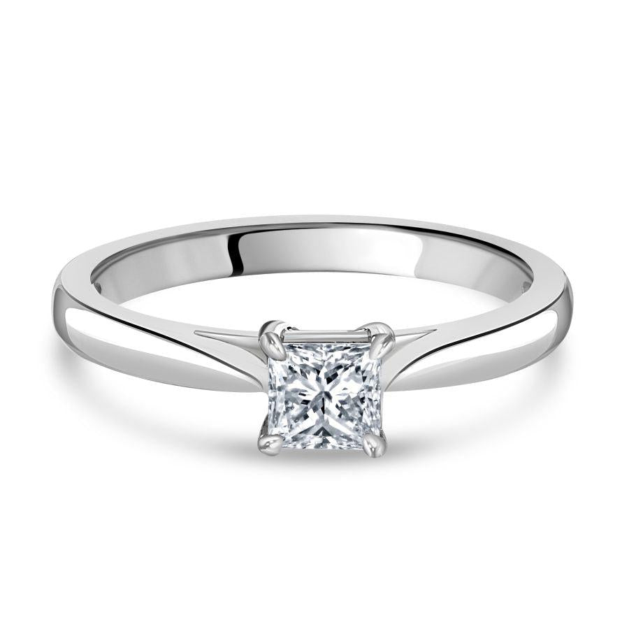 Dipples-0.41ct Diamond Princess Cut Solitaire Platinum Ring-Dipples Jewellers