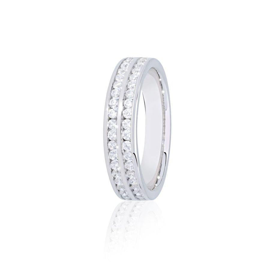 Dipples-0.50ct Channel Set Round Brilliant Cut Diamond 2-Row Platinum Eternity Ring-Dipples Jewellers