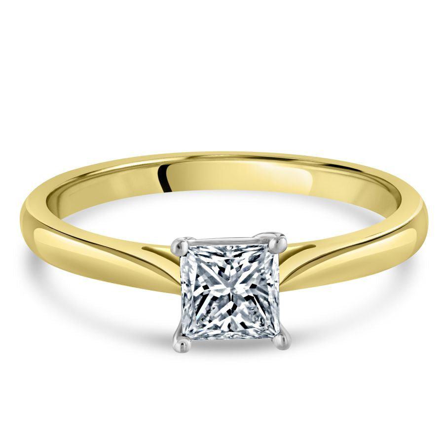 Dipples-0.50ct Princess Cut Diamond Solitaire 18ct Yellow Gold Ring-Dipples Jewellers