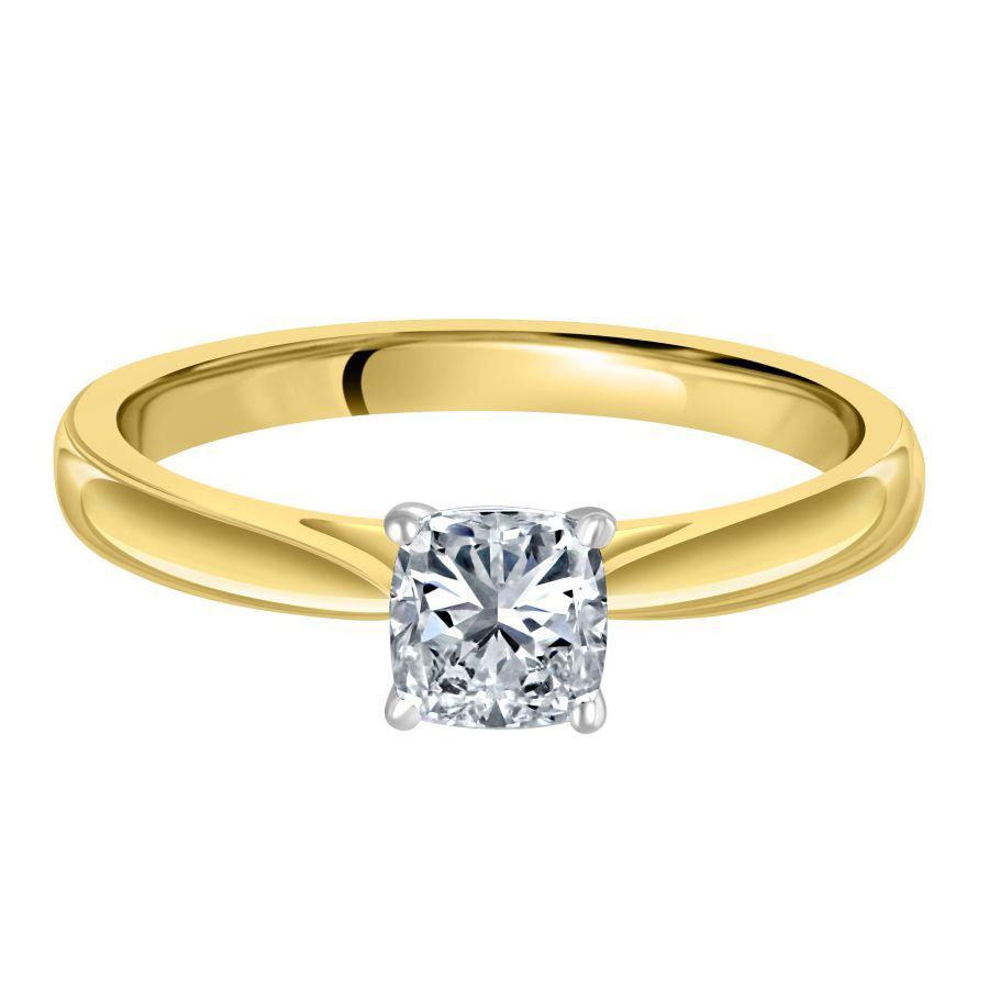 Dipples-0.51ct Cushion Cut Diamond Solitaire 18ct Yellow Gold Ring-Dipples Jewellers
