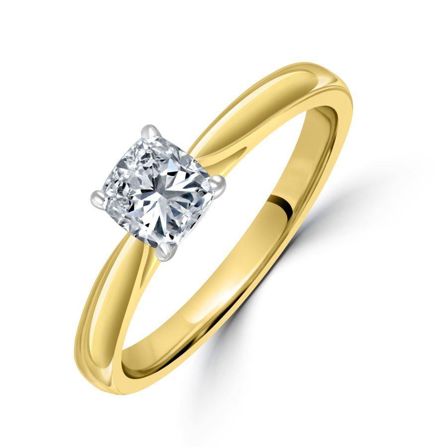 Dipples-0.51ct Cushion Cut Diamond Solitaire 18ct Yellow Gold Ring-Dipples Jewellers