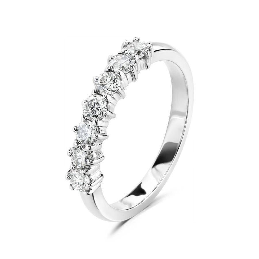 Dipples-0.62ct 7-Round Brilliant Cut Diamond Claw Set Half Eternity 18ct White Gold Band-Dipples Jewellers