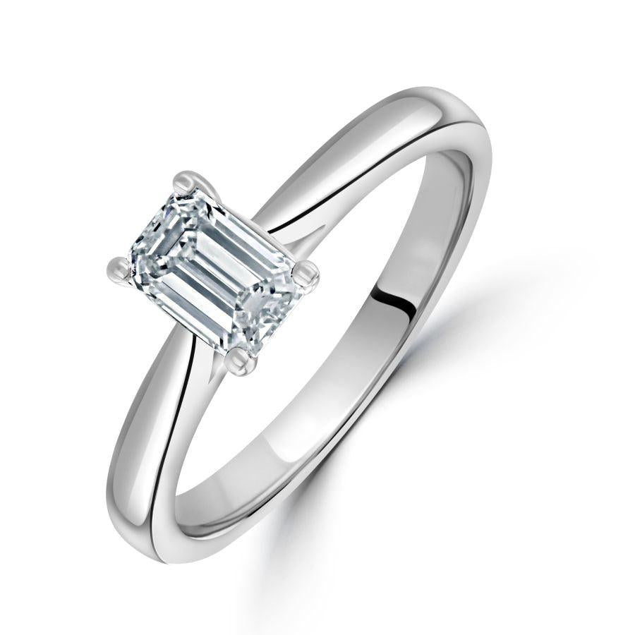 Dipples-0.67ct Emerald Cut Diamond Solitaire Platinum Ring-Dipples Jewellers