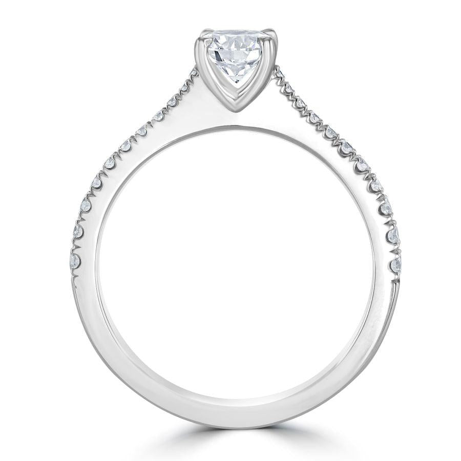 Dipples-0.69ct Diamond Round Brilliant Cut Solitaire with Diamond set shoulders Platinum Ring-Dipples Jewellers