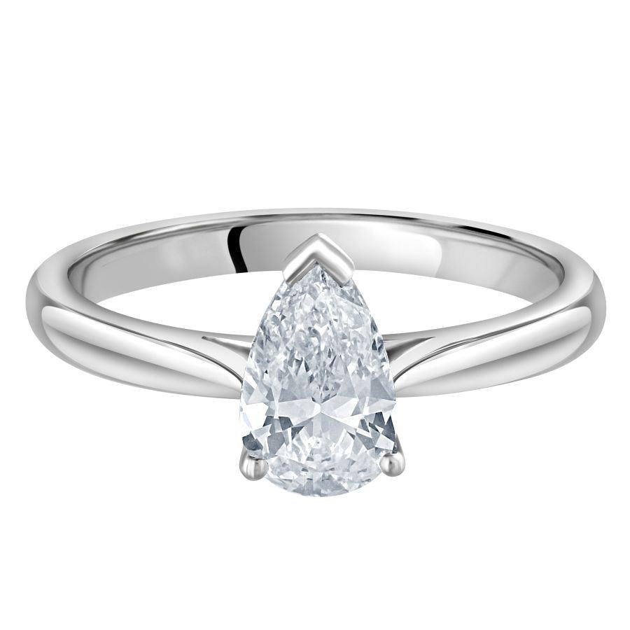 Dipples-0.71ct Diamond Pear Cut Solitaire Platinum Ring-Dipples Jewellers