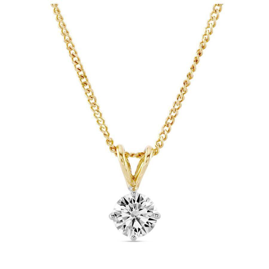 Dipples-0.72ct Round Brilliant Cut Diamond Solitaire 18ct Yellow Gold Pendant-Dipples Jewellers