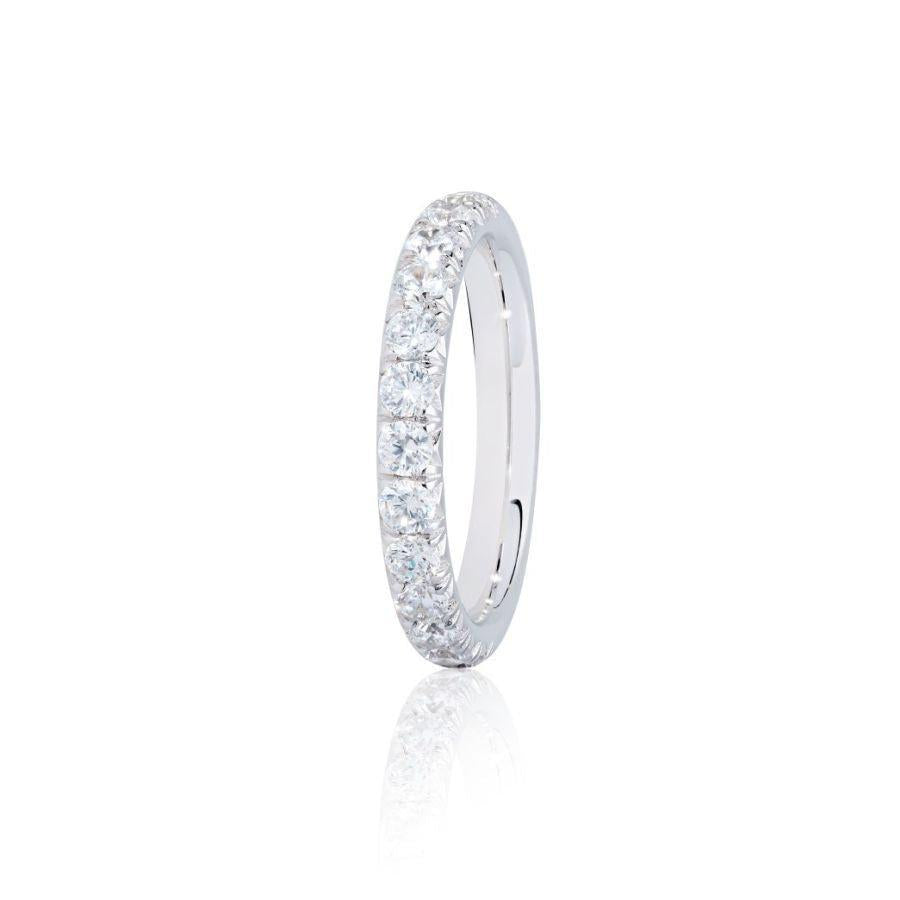 Dipples-0.75ct Pave Set Round Brilliant Cut Diamond Platinum Half Eternity Ring-Dipples Jewellers