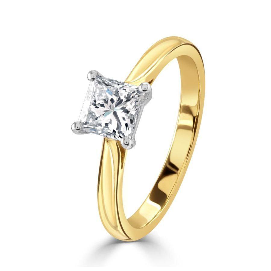 Dipples-0.90ct Princess Cut Diamond Solitaire 18ct Yellow Gold Ring-Dipples Jewellers