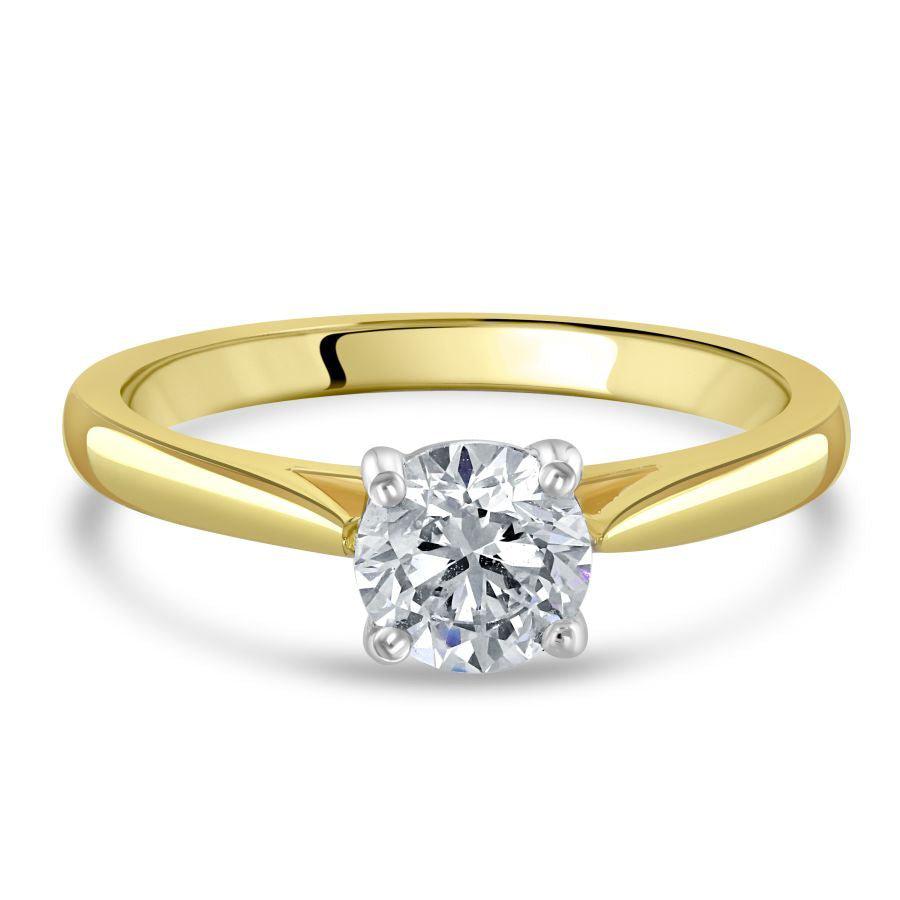 Dipples-0.90ct Round Brilliant Cut Diamond Solitaire 18ct Yellow Gold Ring-Dipples Jewellers