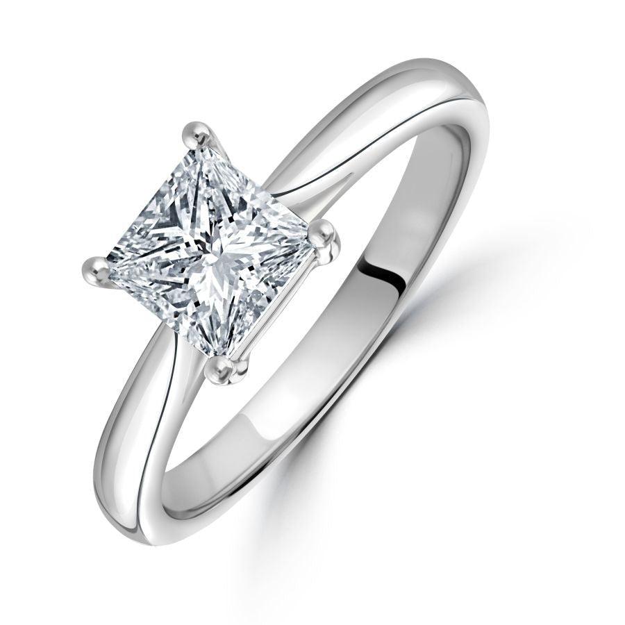 Dipples-1.00ct Princess Cut Diamond Solitaire Platinum Ring-Dipples Jewellers