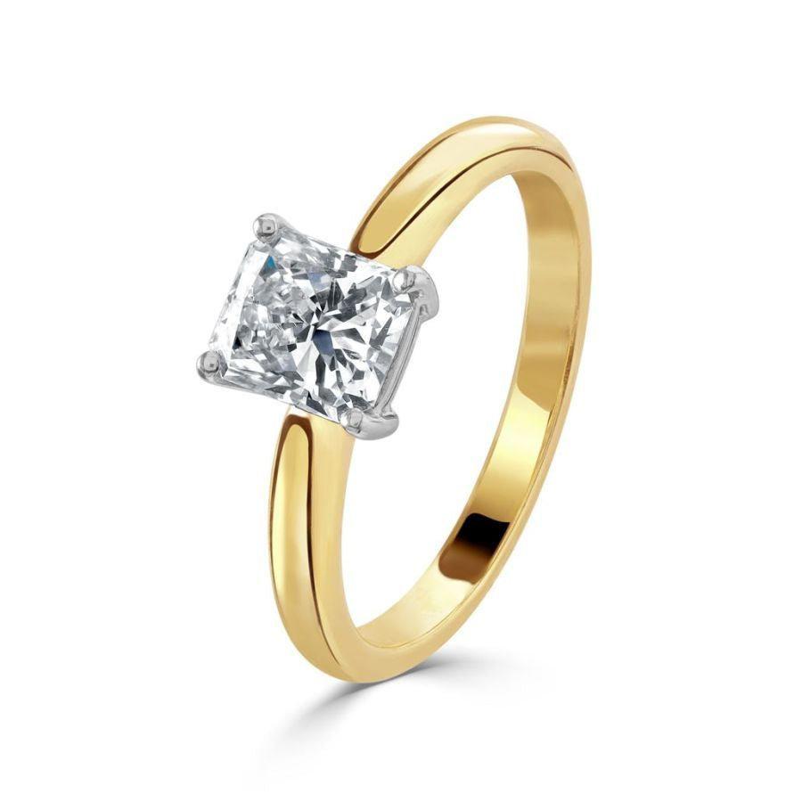 Dipples-18ct gold & platinum radiant cut solitaire diamond ring-Dipples Jewellers