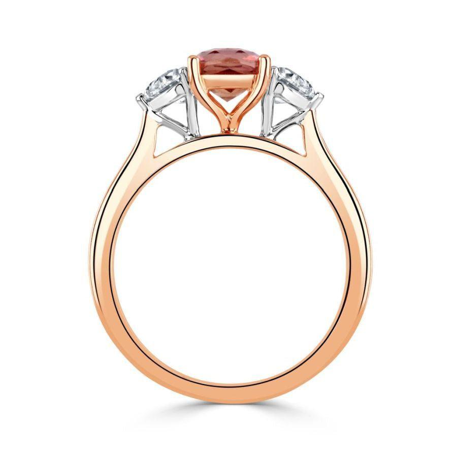 Dipples-18ct Rose Gold Madagascan Pink Sapphire & Diamond Trilogy Ring-Dipples Jewellers
