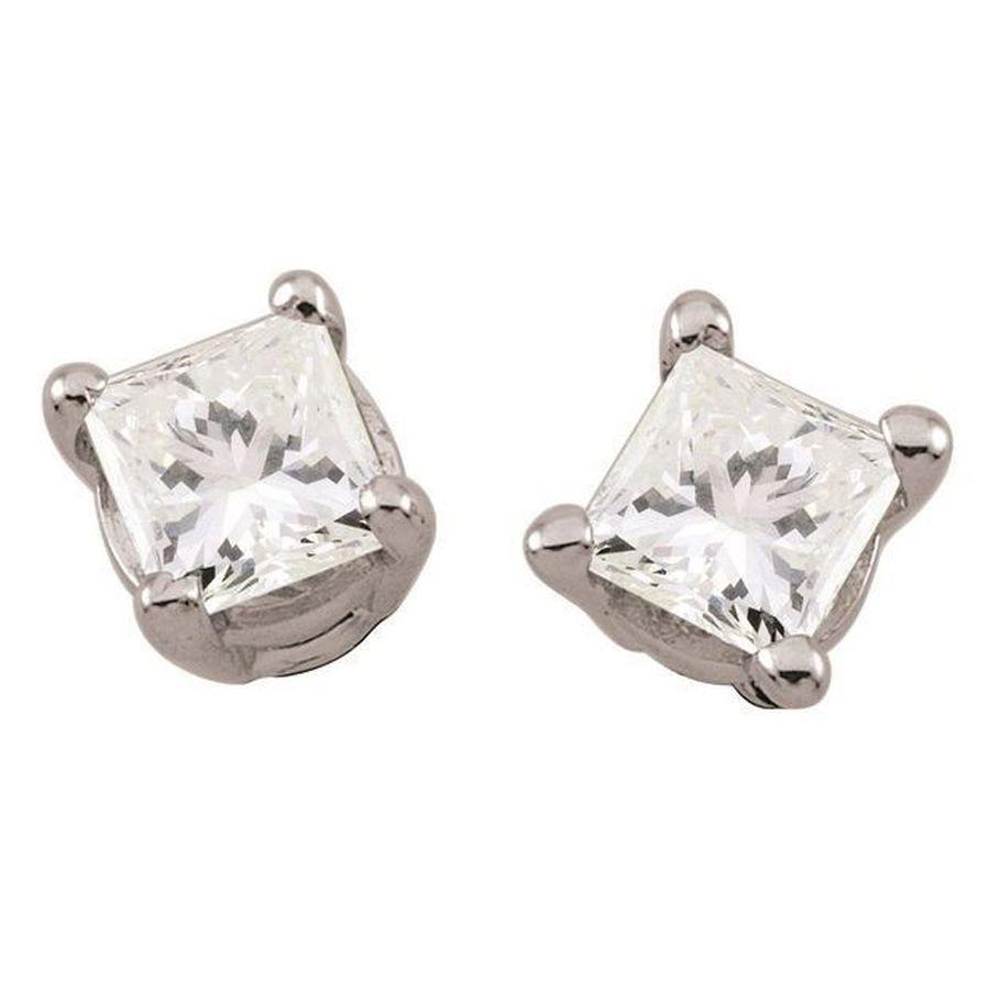 Dipples-18ct White Gold 0.46ct Princess Cut Diamond Stud Earrings-Dipples Jewellers