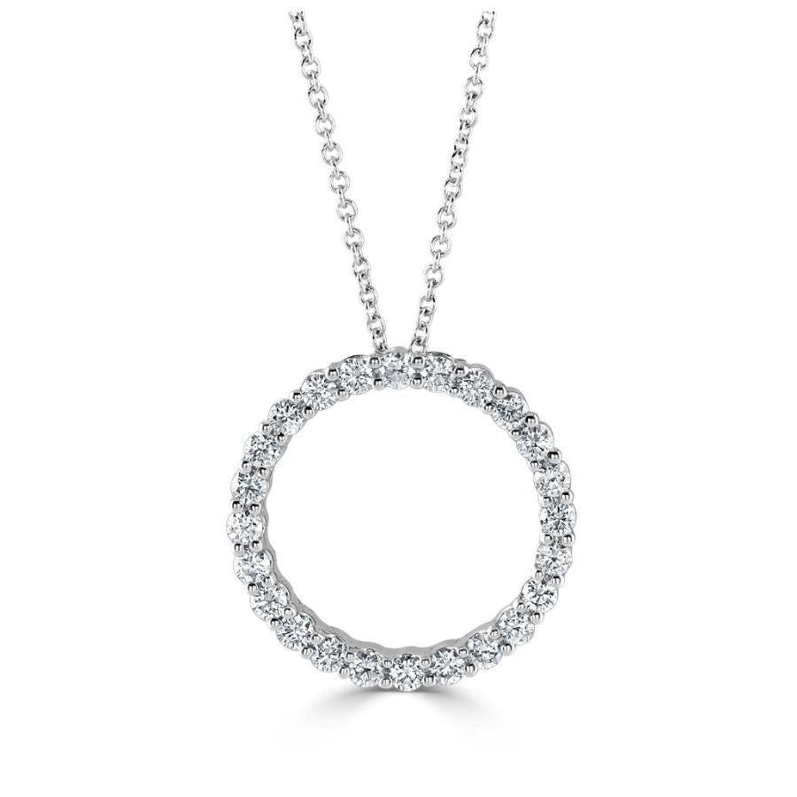 Dipples-18ct White Gold Diamond Set Open Circle Pendant-Dipples Jewellers