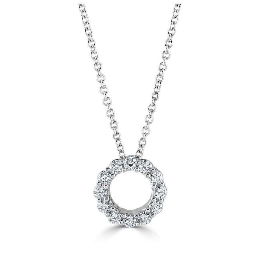 Dipples-18ct White Gold Diamond Set Open Circle Pendant-Dipples Jewellers