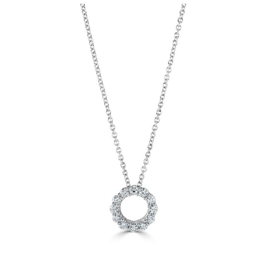 Dipples-18ct White Gold Diamond Set Open Circle Pendant-Dipples Jewellers