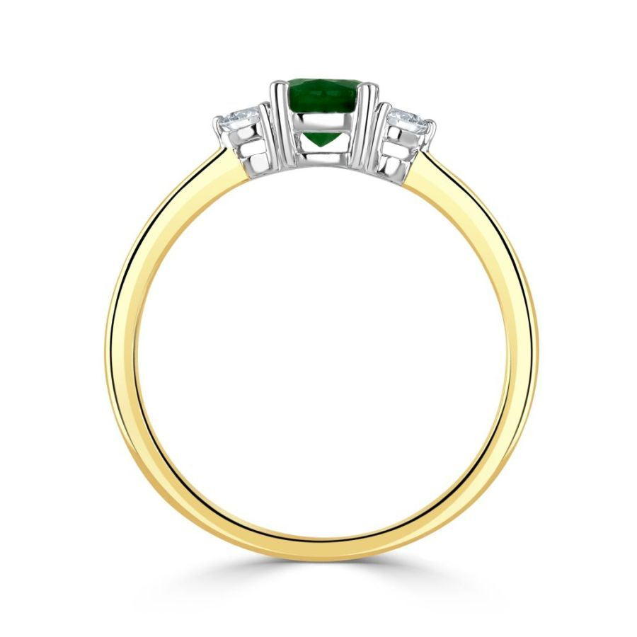 Dipples-18ct white gold emerald and diamond claw set three stone ring-Dipples Jewellers