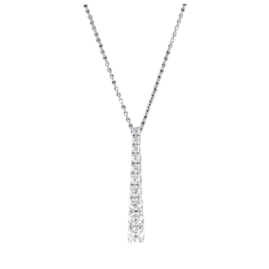 Dipples-18ct White Gold Graduated Round Brilliant Cut Drop Pendant & Chain-Dipples Jewellers