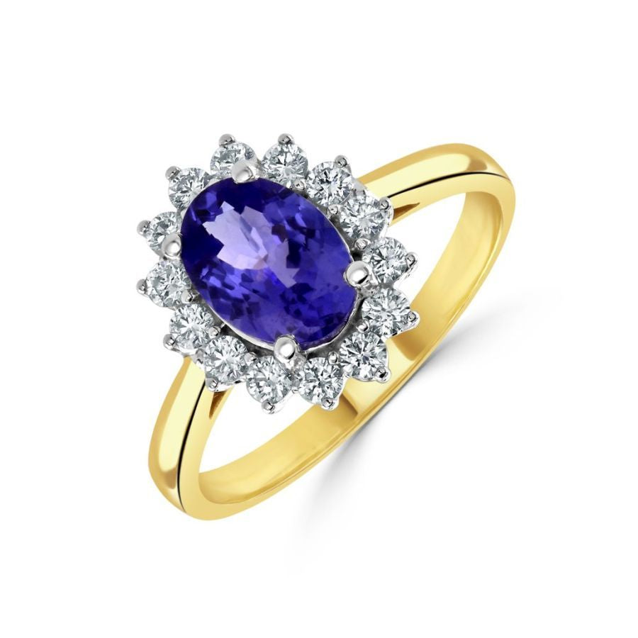 Dipples-18ct white gold oval tanzanite and diamond claw set ring-Dipples Jewellers