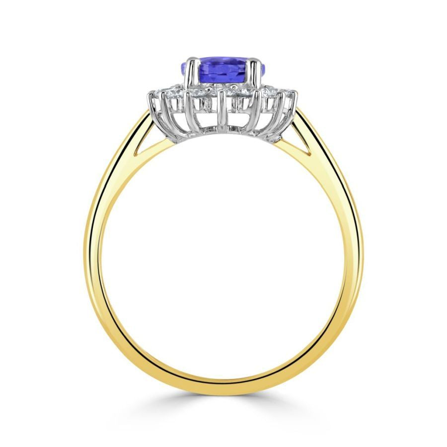 Dipples-18ct white gold oval tanzanite and diamond claw set ring-Dipples Jewellers