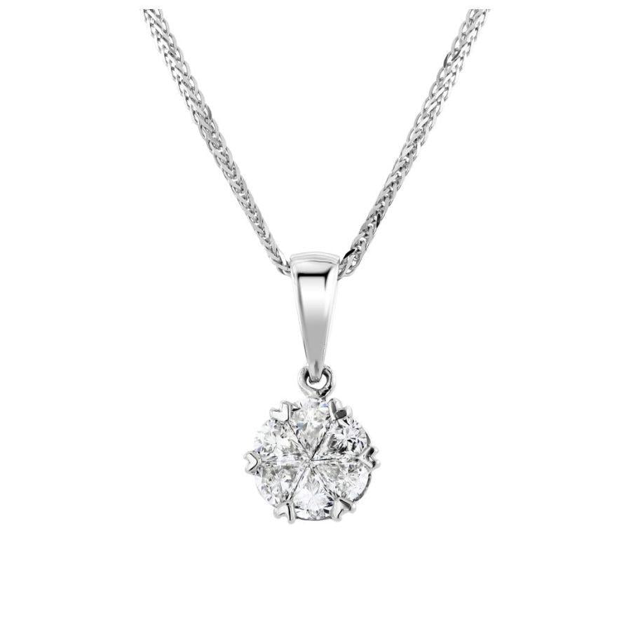 Dipples-18ct White Gold Pear Cut Diamond Cluster Pendant & Chain-Dipples Jewellers