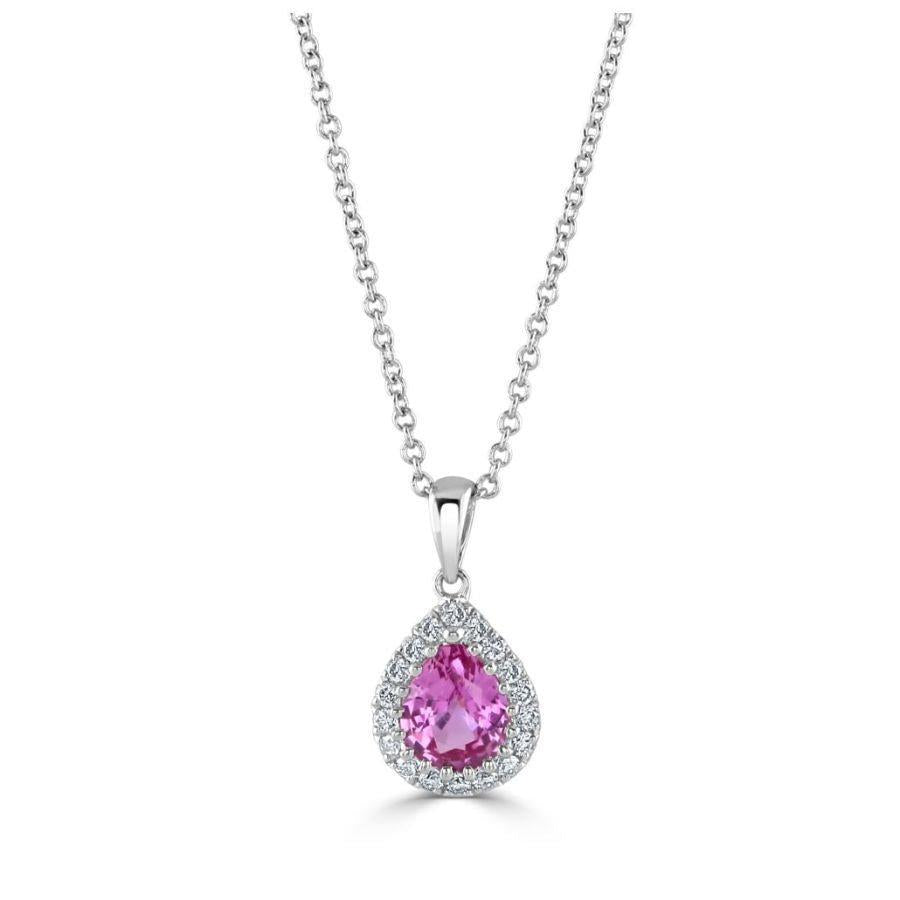 Dipples-18ct White Gold Pear Cut Pink Sapphire & Diamond Halo Cluster Pendant-Dipples Jewellers