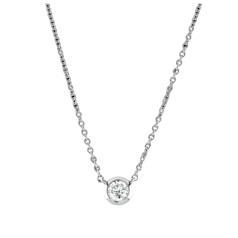 Dipples-18ct White Gold Rubover Set 0.19ct Round Brilliant Cut Diamond Pendant & Chain-Dipples Jewellers