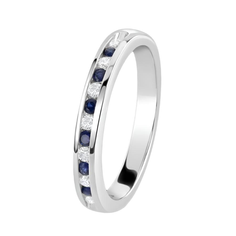 Dipples-18ct White Gold Sapphire & Diamond Channel Set Eternity Band-Dipples Jewellers