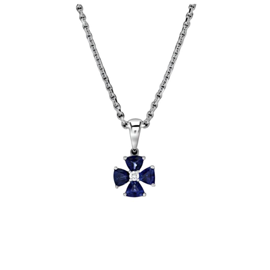 Dipples-18ct White Gold Sapphire & Diamond Pendant & Chain-Dipples Jewellers