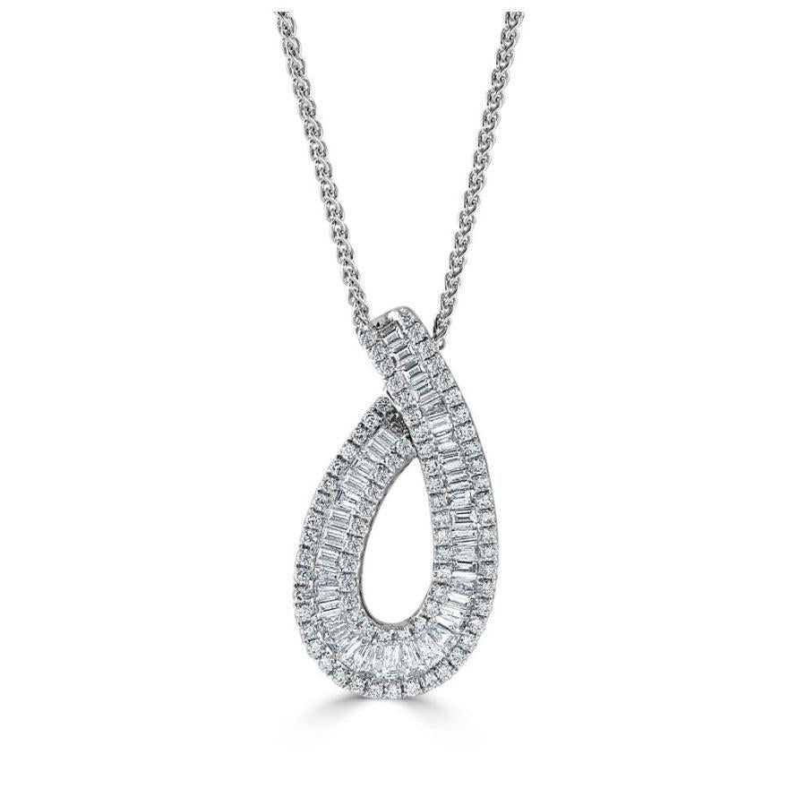 Dipples-18ct White Gold Tapered Baguette Cut Diamond Pendant-Dipples Jewellers