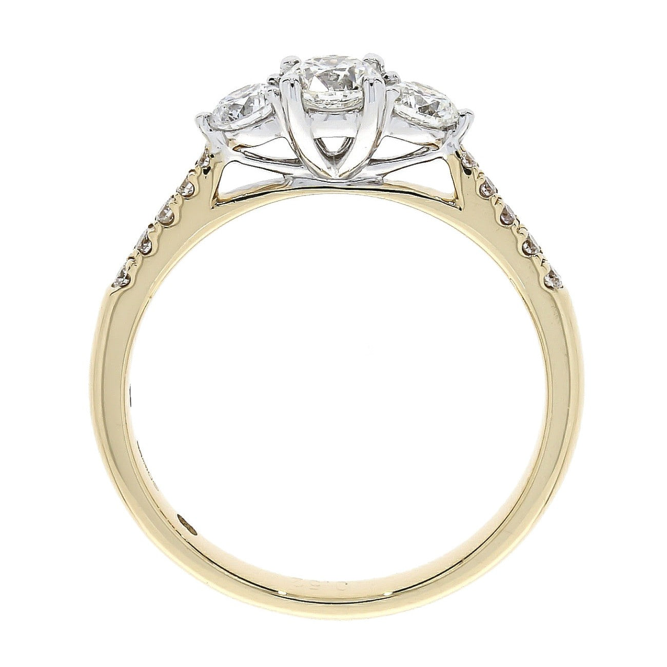 Dipples-18ct yellow and white gold 3 Diamond ring with Diamond set shoulders-Dipples Jewellers