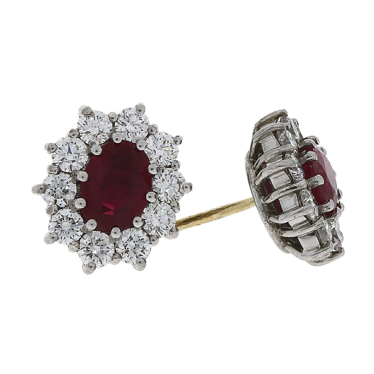 Dipples-18ct yellow and white gold Ruby and Diamond claw set stud earrings-Dipples Jewellers