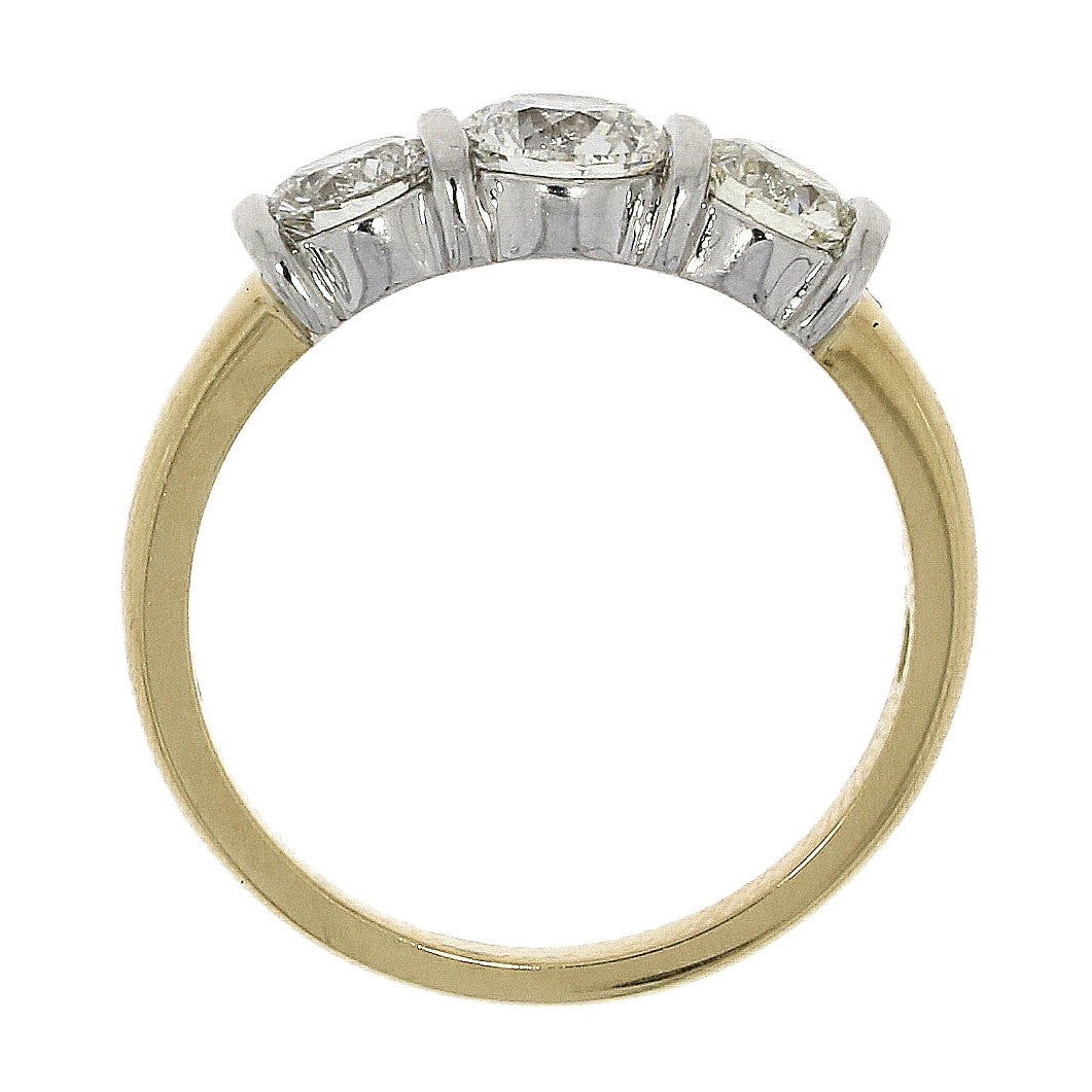 Dipples-18ct yellow gold 3-stone round brilliant cut bar set diamond ring-Dipples Jewellers