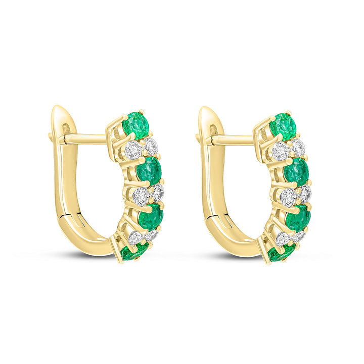 Dipples-18ct yellow gold emerald and claw set hoop earrings-Dipples Jewellers