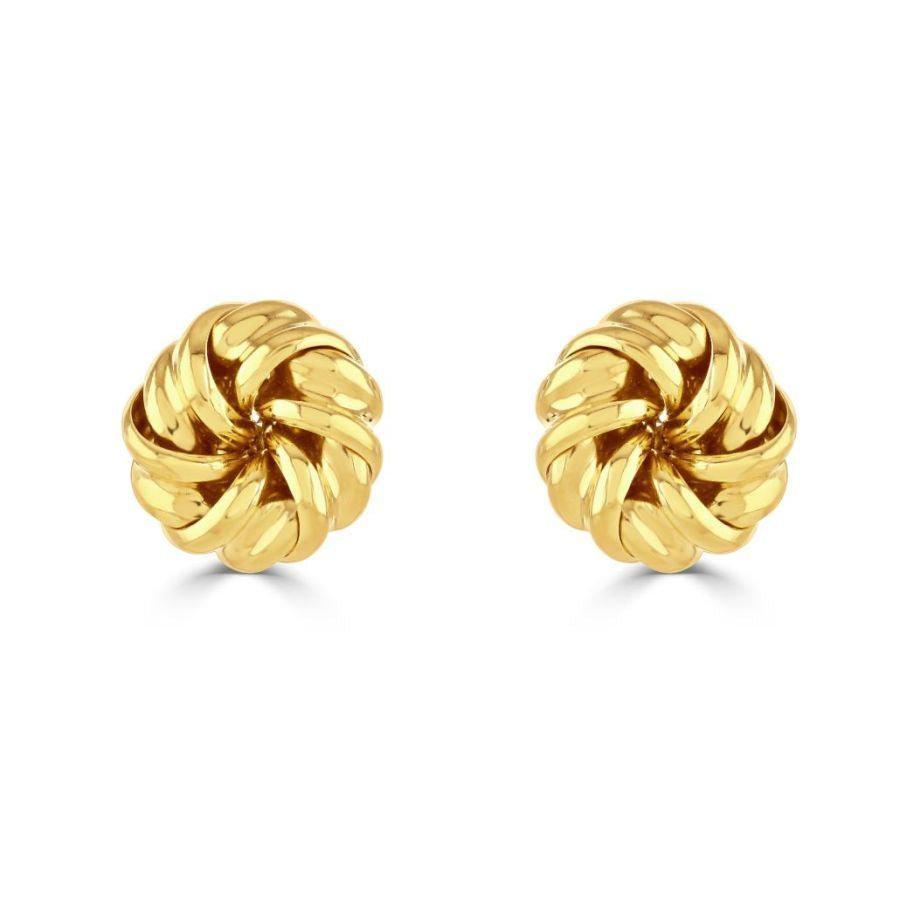 Dipples-18ct Yellow Gold Ribbon Swirl Stud-Dipples Jewellers