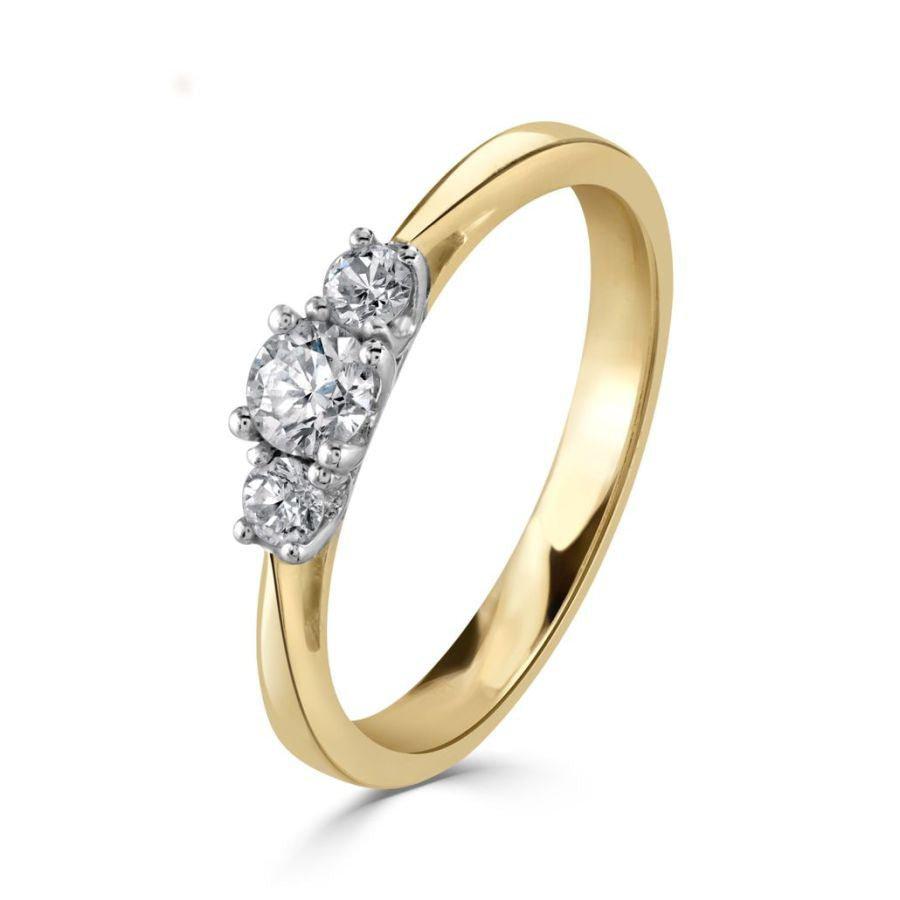 Dipples-18ct Yellow Gold Round Brilliant Cut Diamond Trilogy Ring-Dipples Jewellers