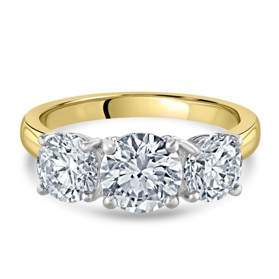 Dipples-18ct Yellow Gold Round Brilliant Cut Diamond Trilogy Ring-Dipples Jewellers