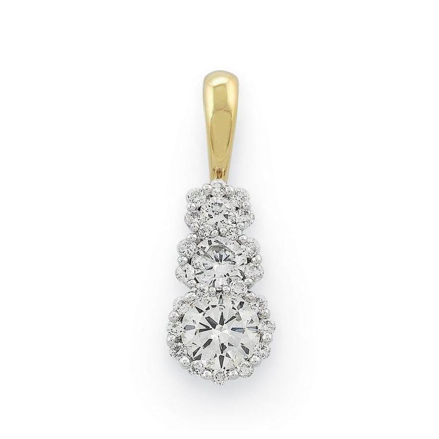 Dipples-18ct Yellow Gold Round Brilliant Cut Diamond Triple Cluster Drop Pendant-Dipples Jewellers