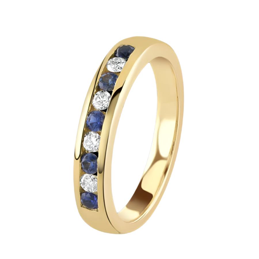 Dipples-18ct Yellow Gold Sapphire & Diamond Channel Set Ring-Dipples Jewellers