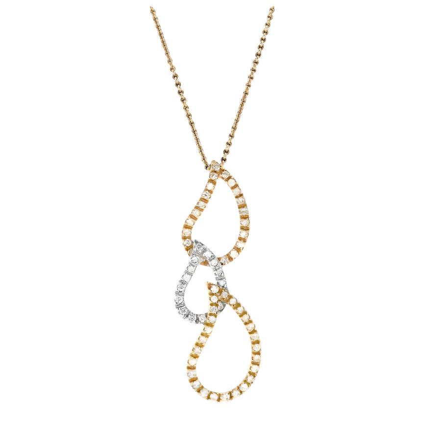 Dipples-18ct Yellow, White & Rose Gold Triple Teardrop Diamond Set Pendant & Chain-Dipples Jewellers