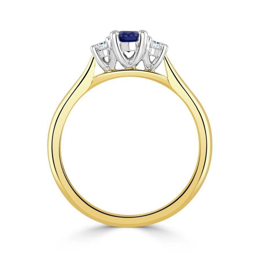 Dipples-18yw ovl Sapp & 2 BC Diam clw ring-Dipples Jewellers