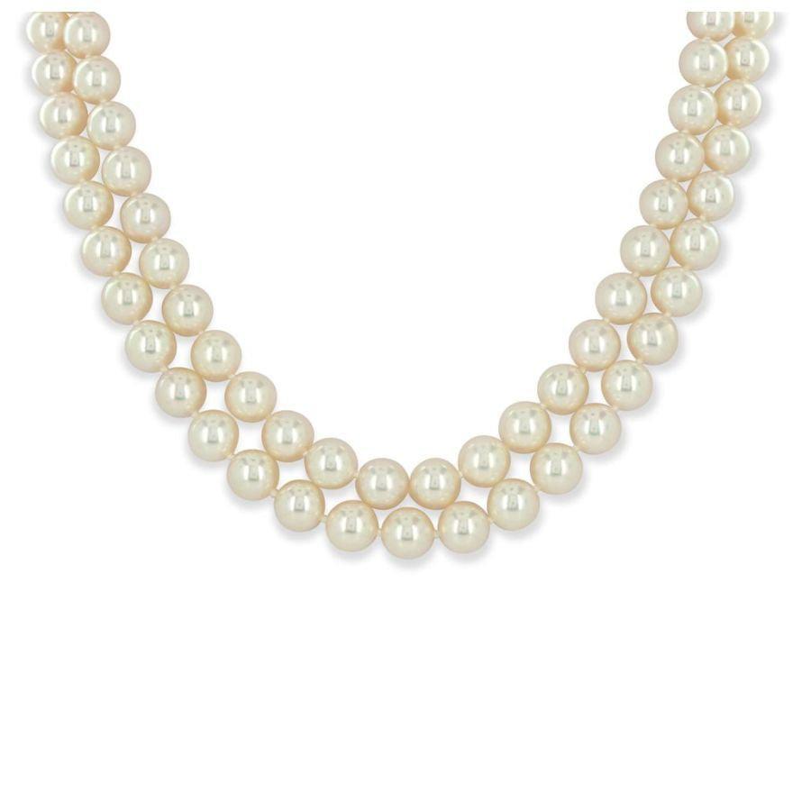 Dipples-2-Row Akoya Cultured Pearl Necklace with 18ct White Gold Clasp-Dipples Jewellers
