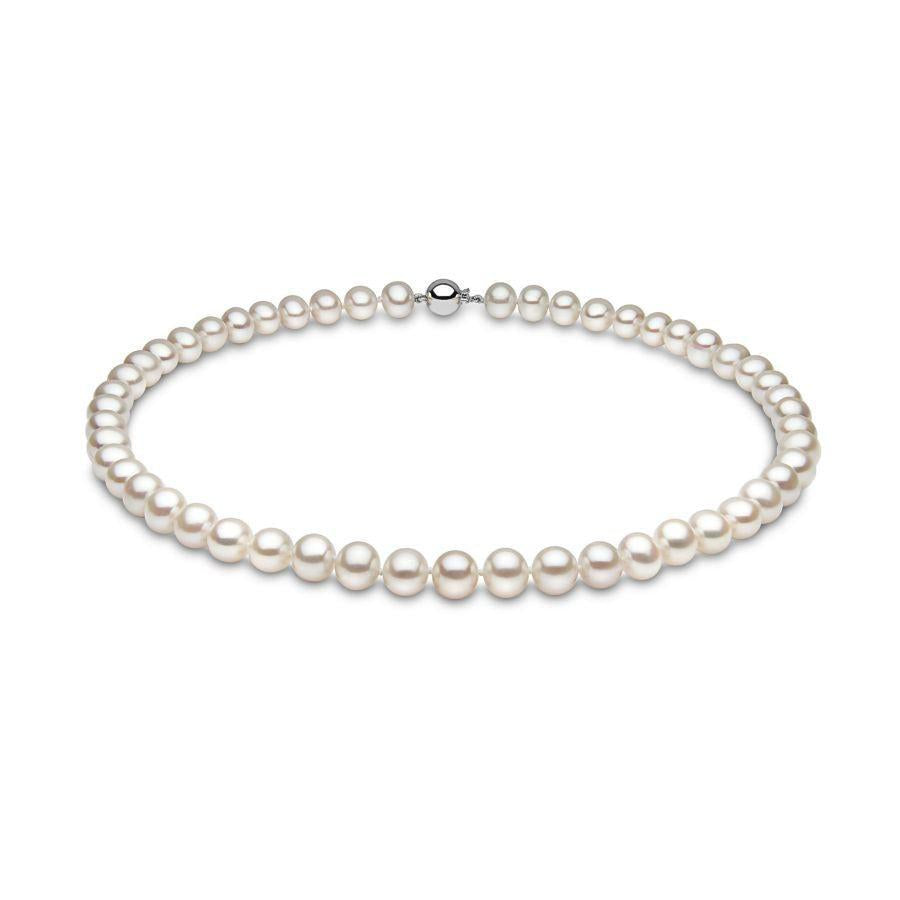 Dipples-8.0-8.5mm Cultured Freshwater Pearl Necklace with 9ct White Gold Ball Clasp-Dipples Jewellers