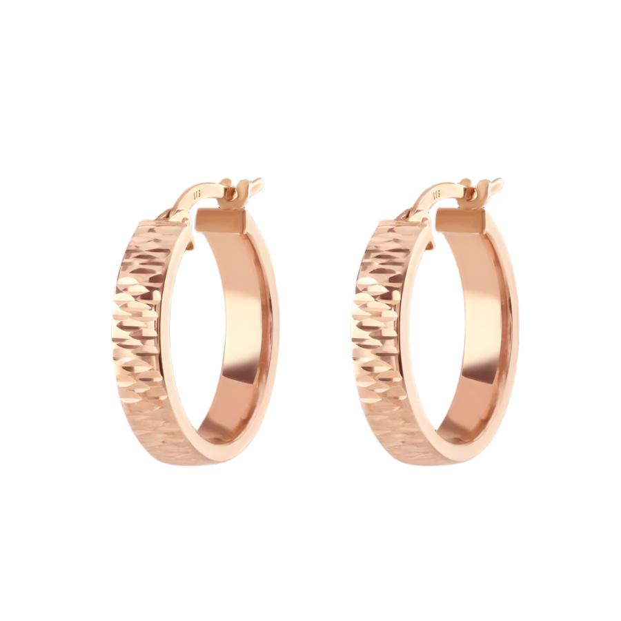 Dipples-9ct Rose Gold Diamond Cut Hoop Earrings-Dipples Jewellers