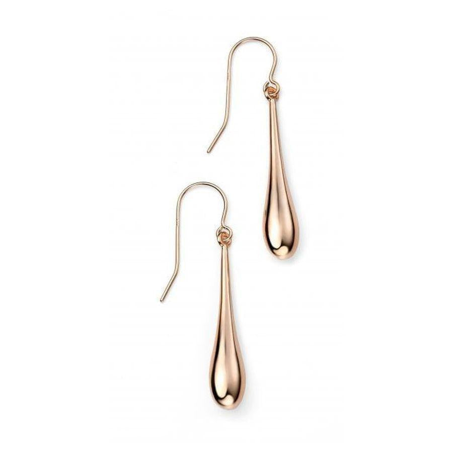 Dipples-9ct Rose Gold Long Bombe Drop Earrings-Dipples Jewellers