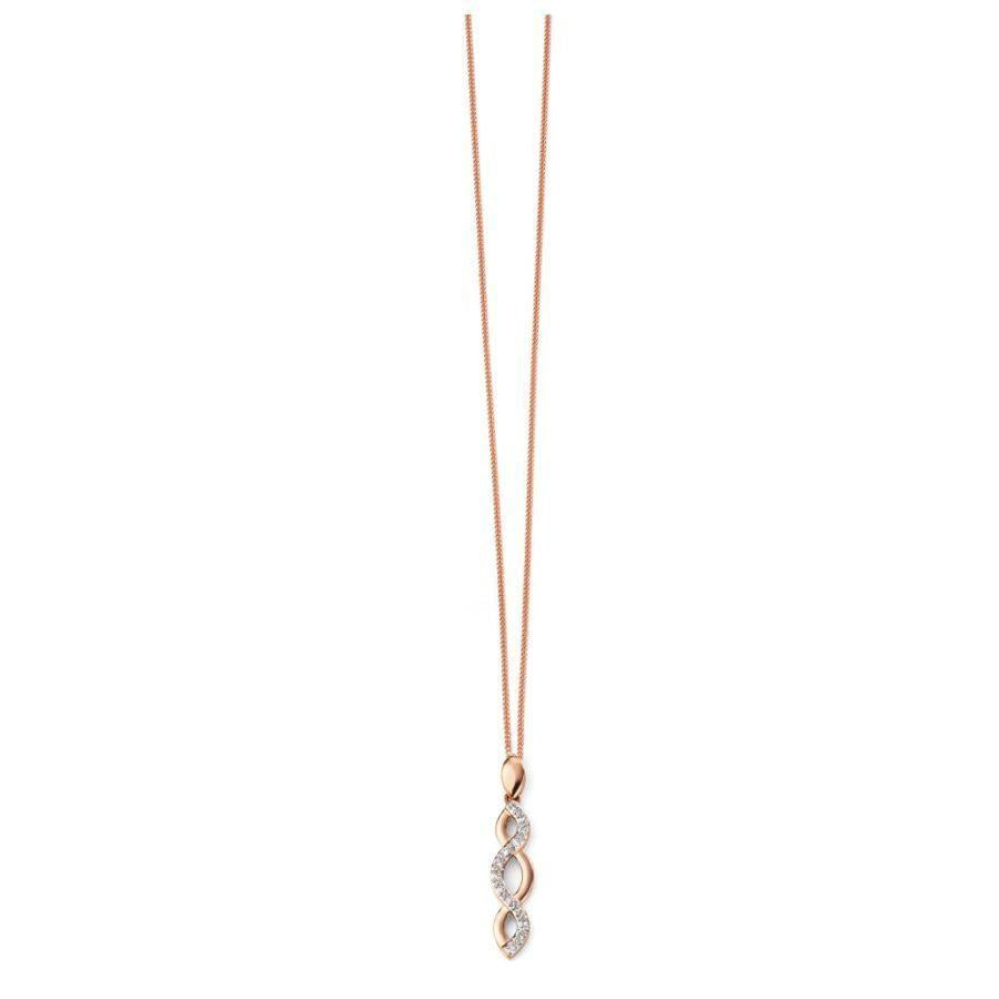 Dipples-9ct Rose Gold Pave Set Diamond Open Twist Pendant-Dipples Jewellers