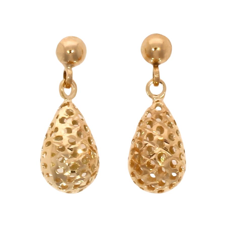Dipples-9ct Rose Gold Pierced Bombe Drop Earrings-Dipples Jewellers