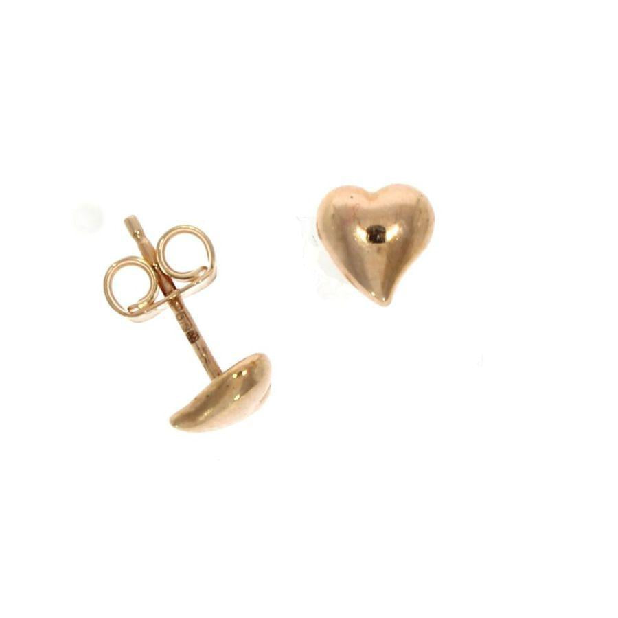 Dipples-9ct Rose Gold Polished Heart Stud Earrings-Dipples Jewellers