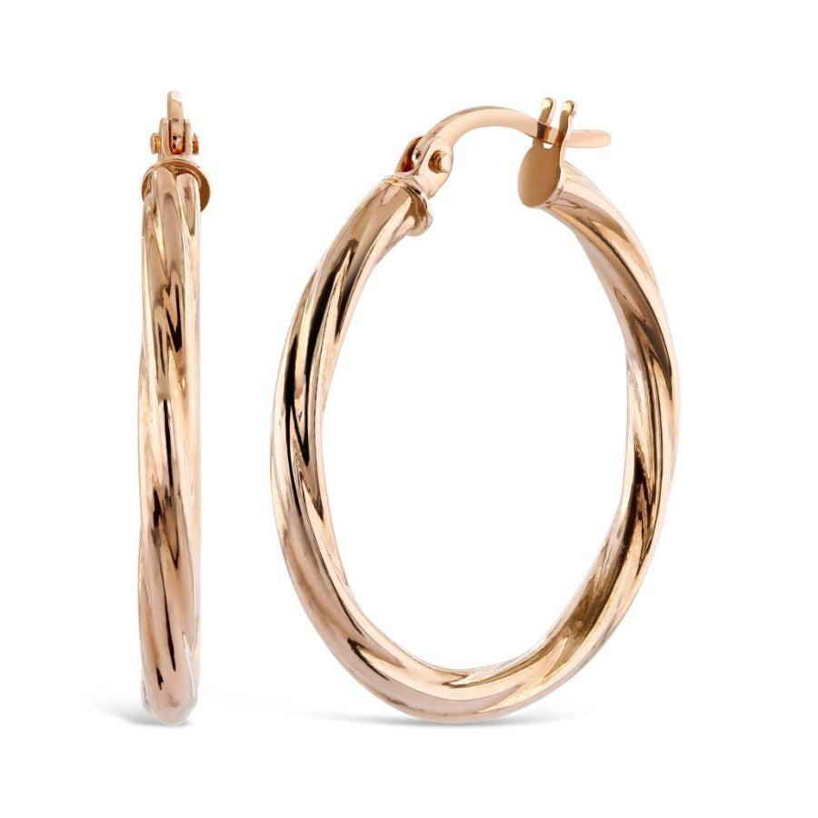 Dipples-9ct Rose Gold Twist Hoop Earrings-Dipples Jewellers