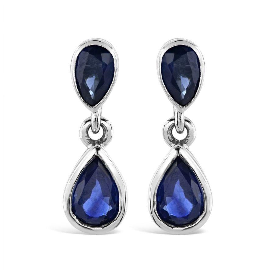 Dipples-9ct White Gold 3ps Sa Dbl Drop-Dipples Jewellers